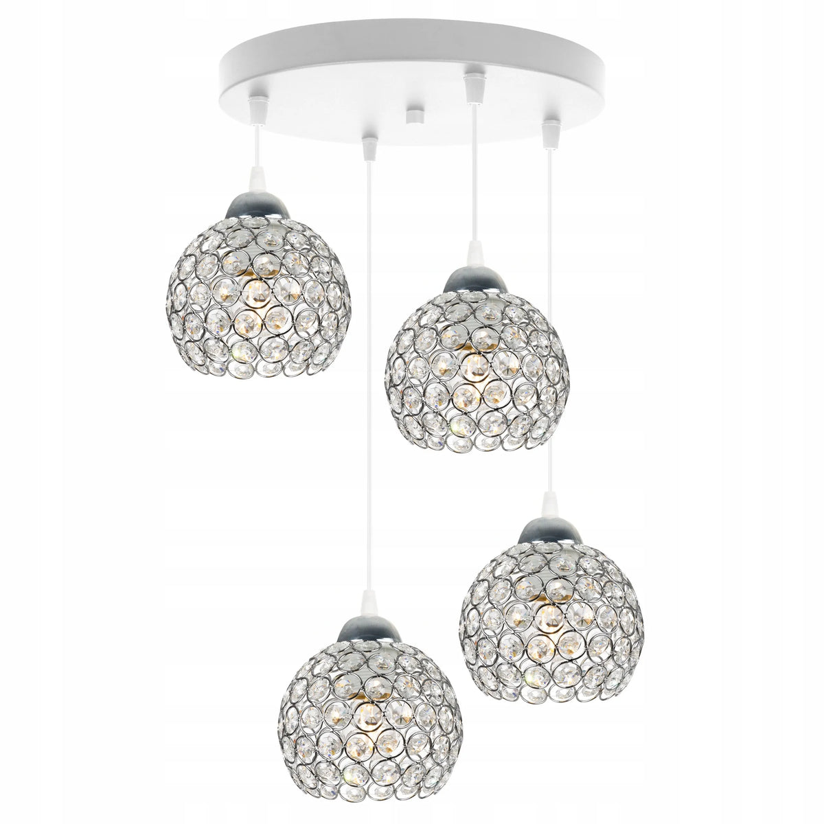 Kabantysis šviestuvas „CRYSTAL“ GLAMOUR, chromo ir baltos spalvos, modernus, su blizgančiais kristalais