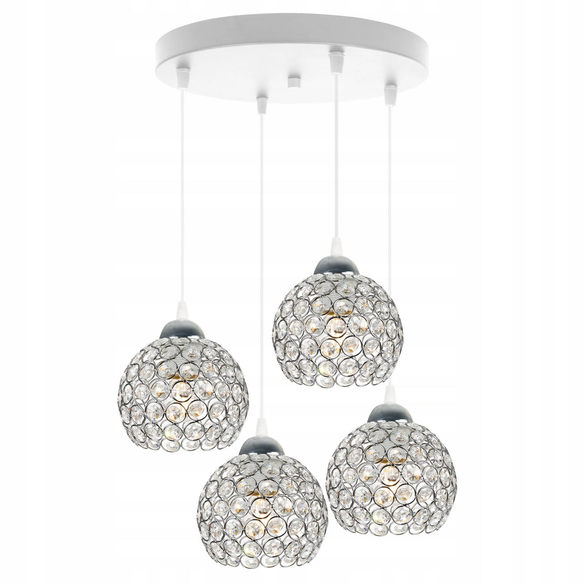 Kabantysis šviestuvas „CRYSTAL“ GLAMOUR, chromo ir baltos spalvos, modernus, su blizgančiais kristalais