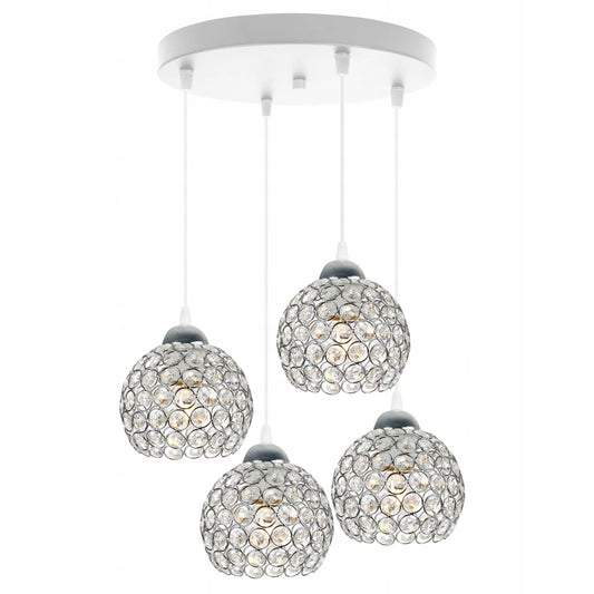 Kabantysis šviestuvas „CRYSTAL“ GLAMOUR, chromo ir baltos spalvos, modernus, su blizgančiais kristalais