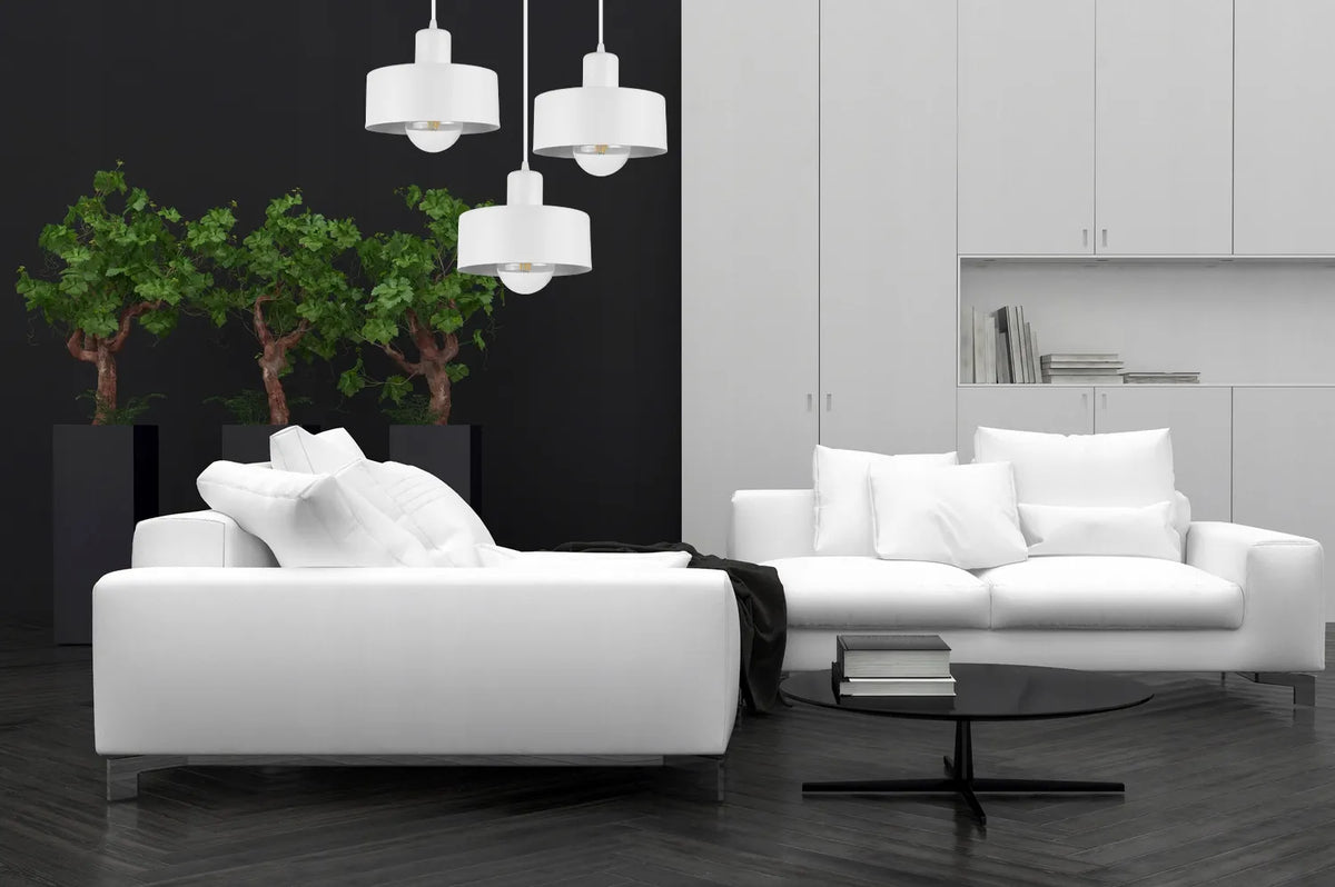 Kabinamas lubinis šviestuvas juodos ir baltos spalvos, loft stiliaus, trigubas, svetainei ir virtuvei