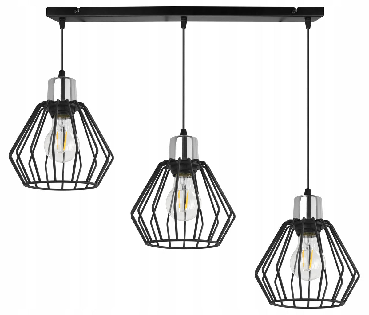 Kabinamas lubinis šviestuvas „Light Home“ NUVOLA 2501/3, juodas, trigubas, loft stiliaus, virš stalo ar salos