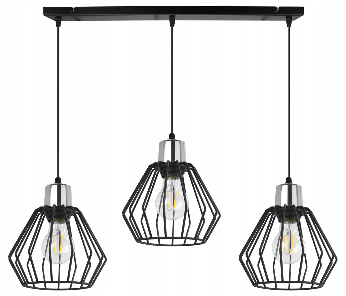 Kabinamas lubinis šviestuvas „Light Home“ NUVOLA 2501/3, juodas, trigubas, loft stiliaus, virš stalo ar salos