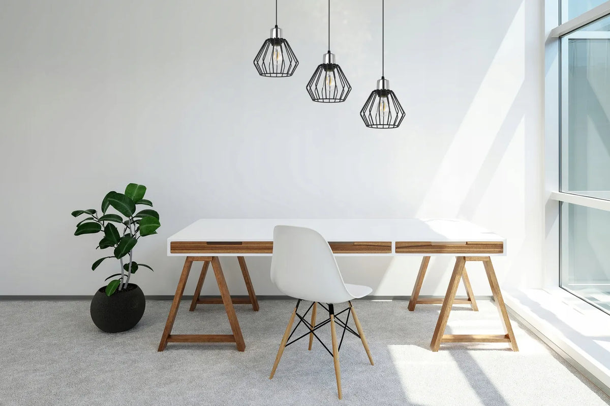 Kabinamas lubinis šviestuvas „Light Home“ NUVOLA 2501/3, juodas, trigubas, loft stiliaus, virš stalo ar salos