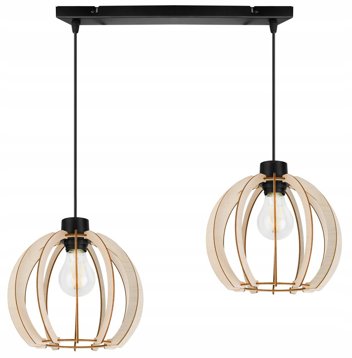Kabinamas lubinis šviestuvas „TIMBER 2359/2L“ – medinis modernus boho stiliaus šviestuvas virtuvei