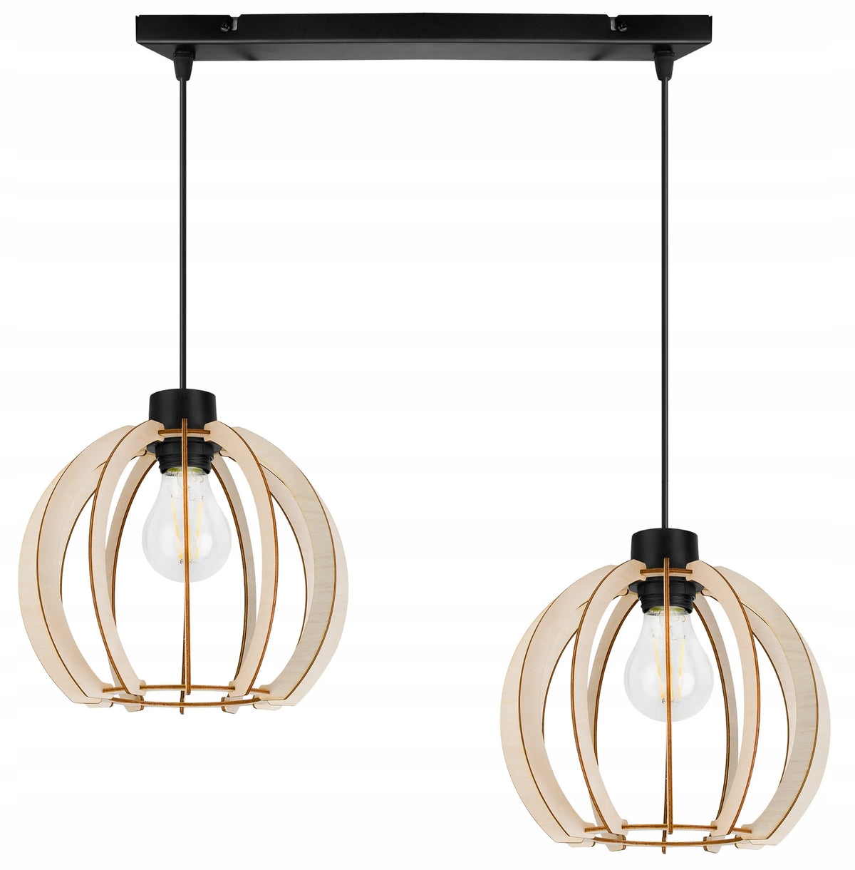 Kabinamas lubinis šviestuvas „TIMBER 2359/2L“ – medinis modernus boho stiliaus šviestuvas virtuvei