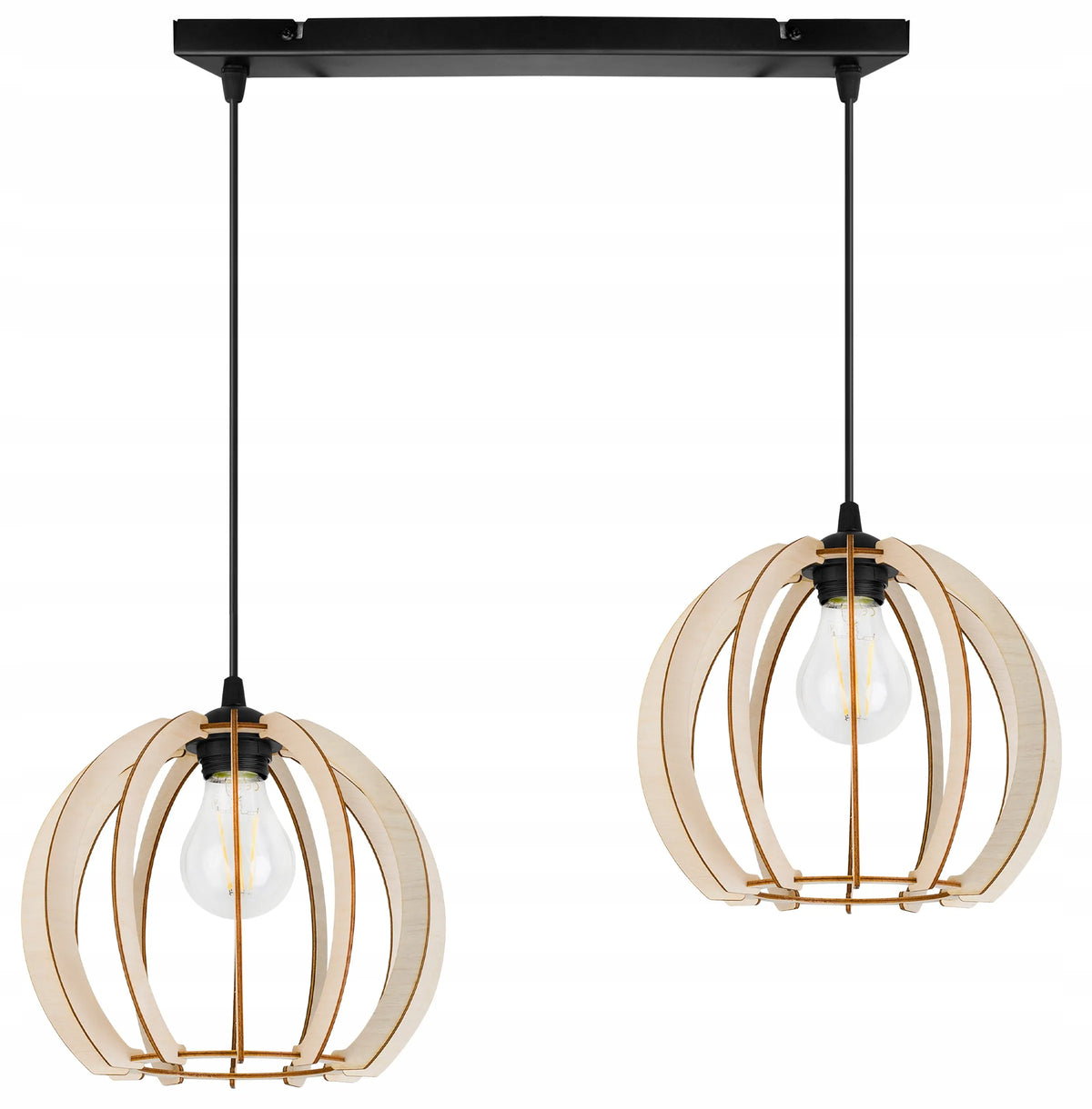Kabinamas lubinis šviestuvas „TIMBER 2359/2L“ – medinis modernus boho stiliaus šviestuvas virtuvei