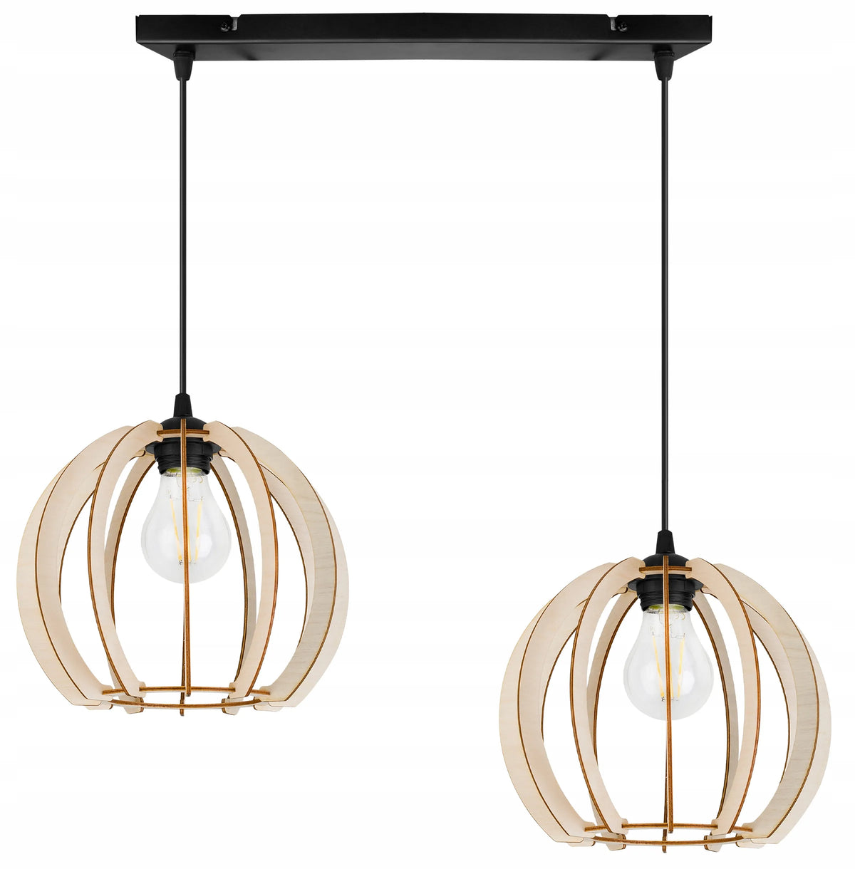 Kabinamas lubinis šviestuvas „TIMBER 2359/2L“ – medinis modernus boho stiliaus šviestuvas virtuvei