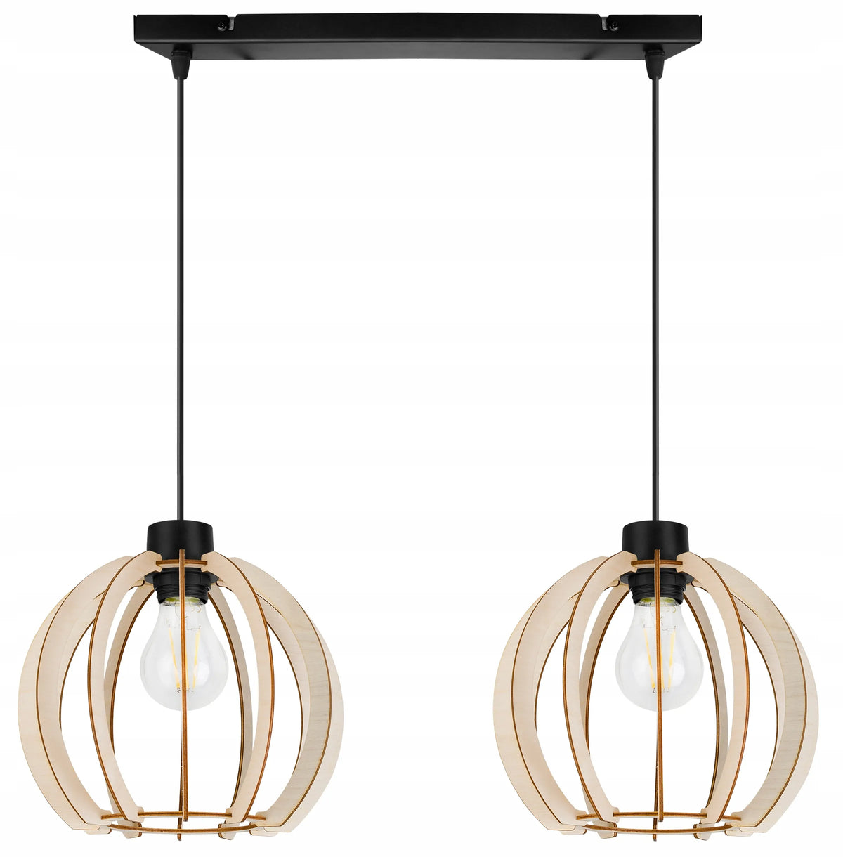 Kabinamas lubinis šviestuvas „TIMBER 2359/2L“ – medinis modernus boho stiliaus šviestuvas virtuvei