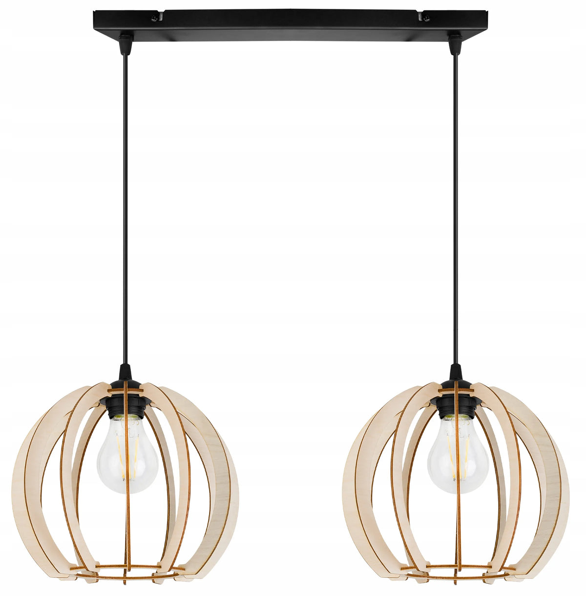 Kabinamas lubinis šviestuvas „TIMBER 2359/2L“ – medinis modernus boho stiliaus šviestuvas virtuvei