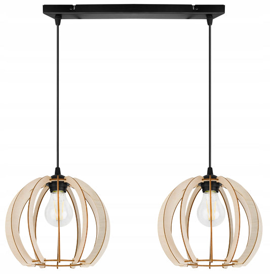 Kabinamas lubinis šviestuvas „TIMBER 2359/2L“ – medinis modernus boho stiliaus šviestuvas virtuvei