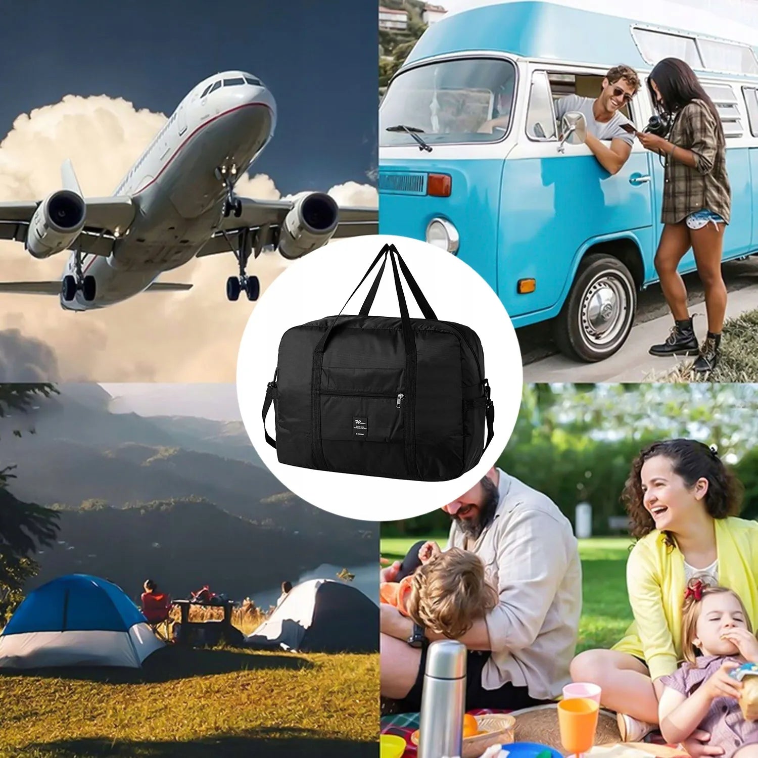 Kelioninis krepšys Alogy 36L 45x36x20 lėktuvui (Ryanair, Wizz Air) su lagamino tvirtinimu, juodas