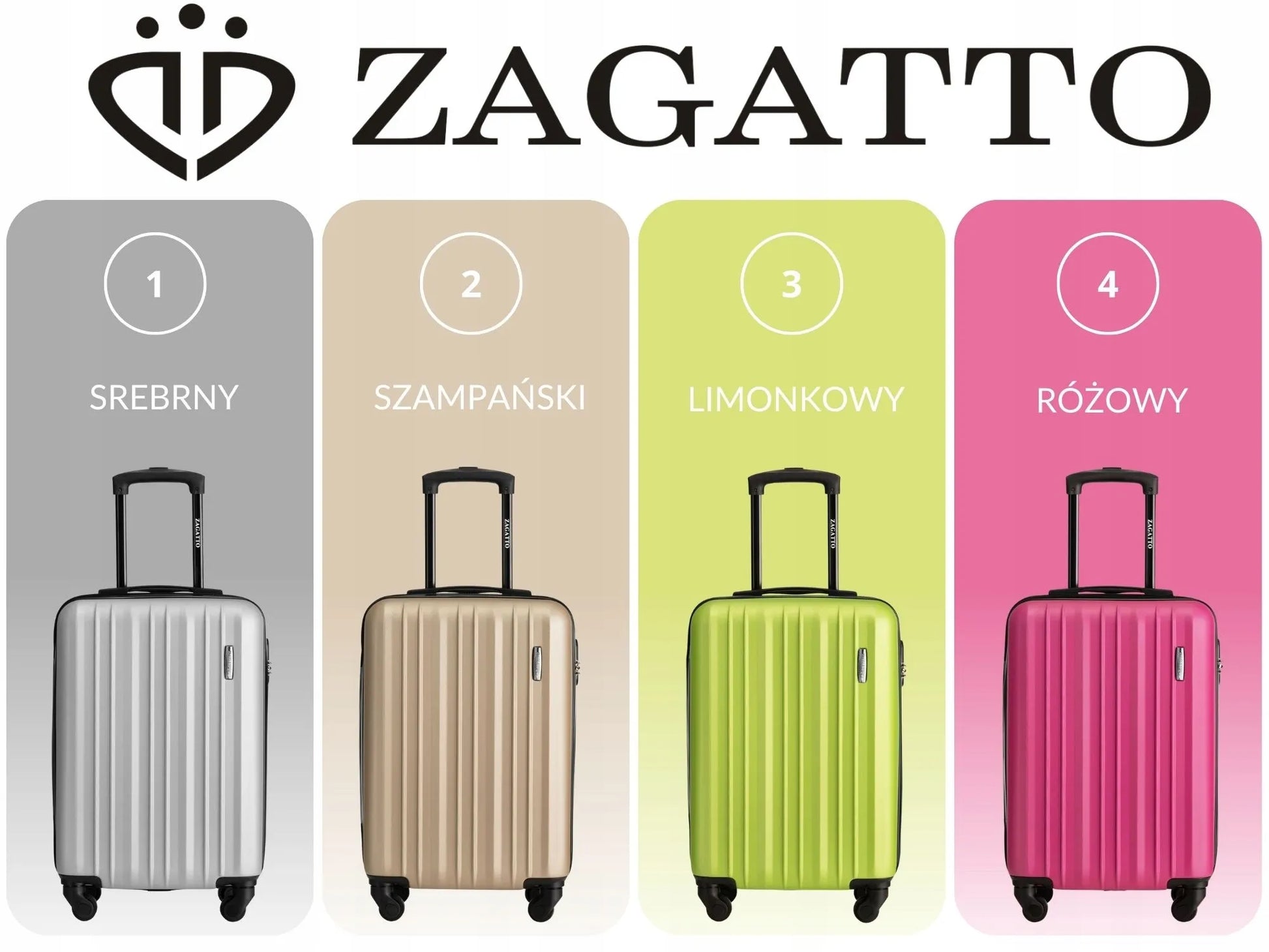 Kietas rankinis bagažas Zagatto 34,3 L, sidabrinis
