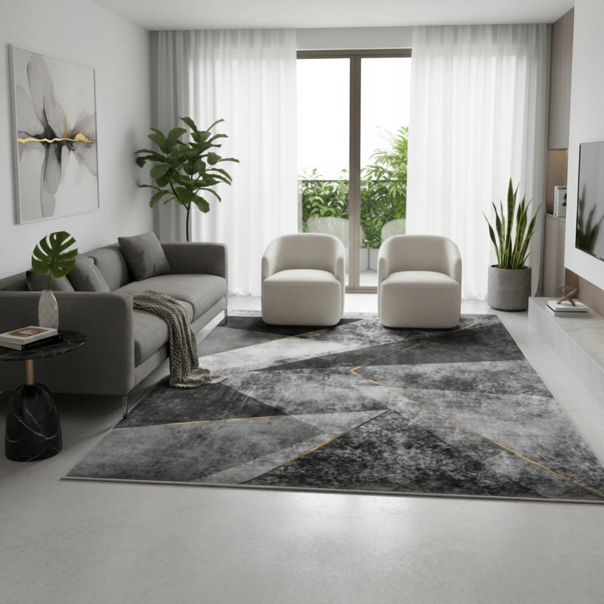 Kilimas 120x170 pilkas geometrinis modernus neslystantis elegantiškas lofto stiliaus