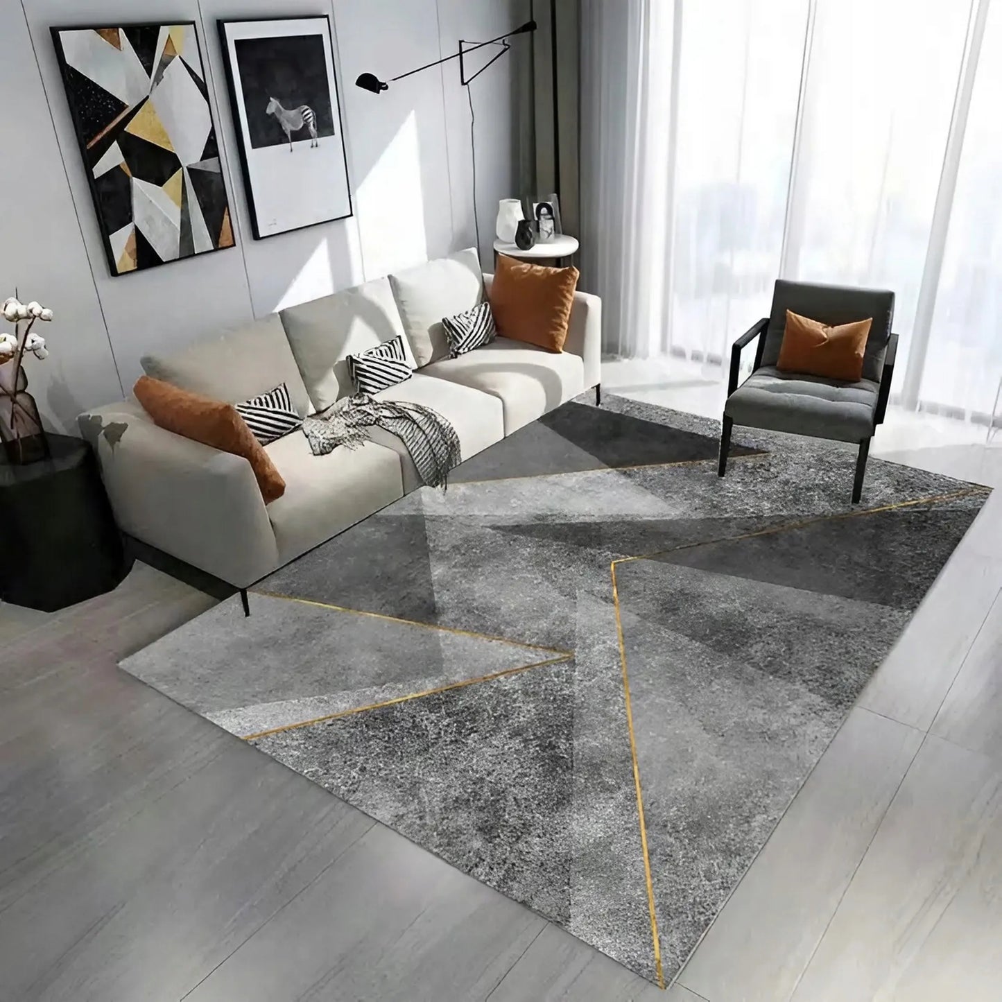 Kilimas 120x170 pilkas geometrinis modernus neslystantis elegantiškas lofto stiliaus