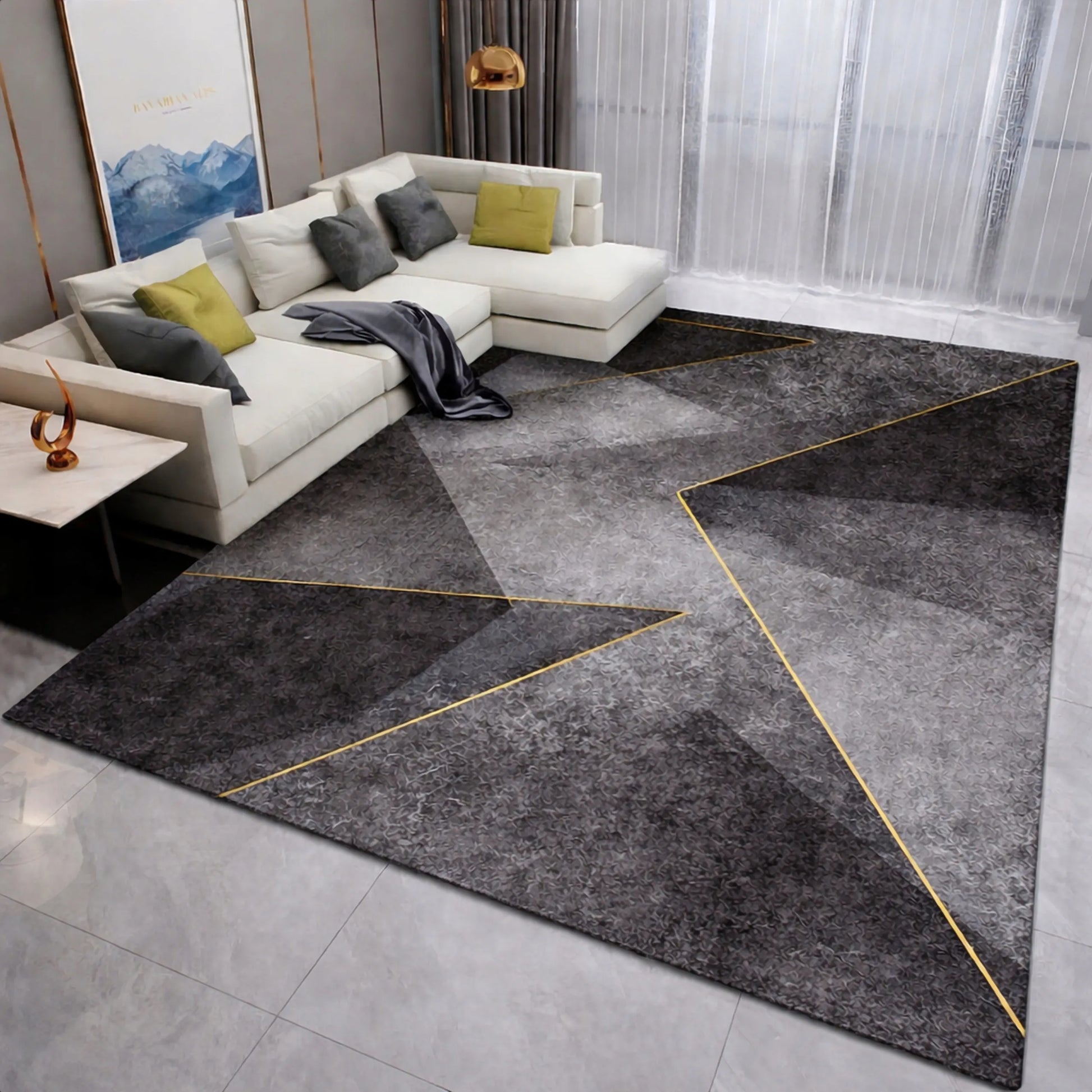 Kilimas 120x170 pilkas geometrinis modernus neslystantis elegantiškas lofto stiliaus