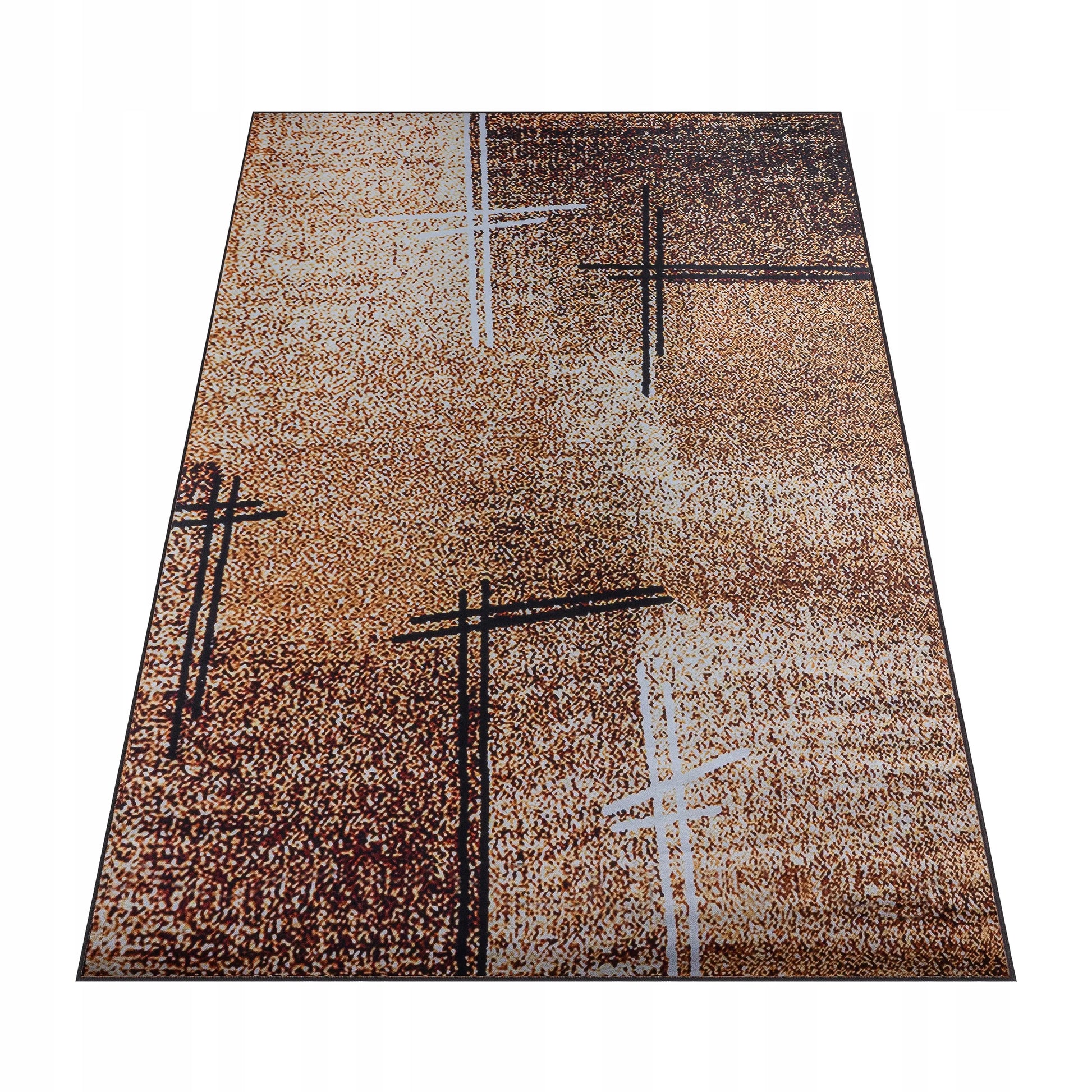 Kilimas 160x220 cm rudas, skirtas svetainei, loftui, modernus, neslystantis, rudas-smėlio spalvos