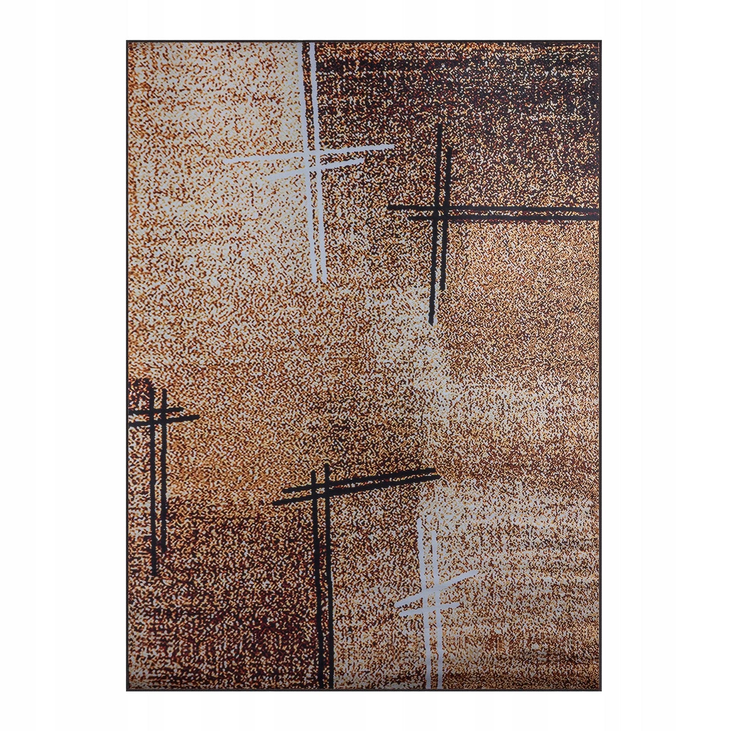 Kilimas 160x220 cm rudas, skirtas svetainei, loftui, modernus, neslystantis, rudas-smėlio spalvos
