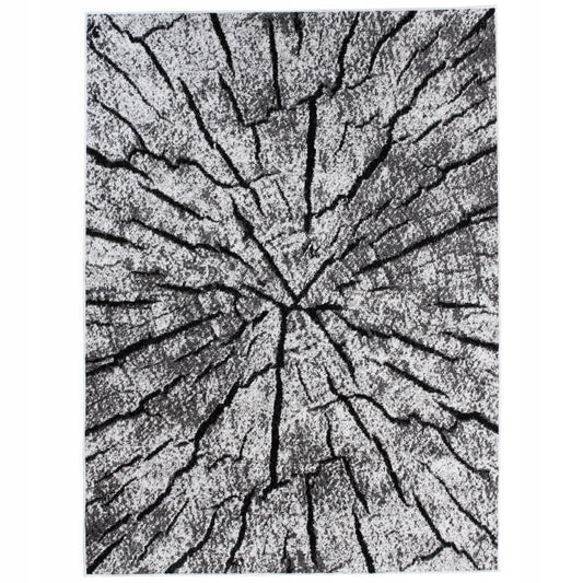 Kilimas CANVAS 160x220 BCF medžio kamieno rašto, pilkas, juodas