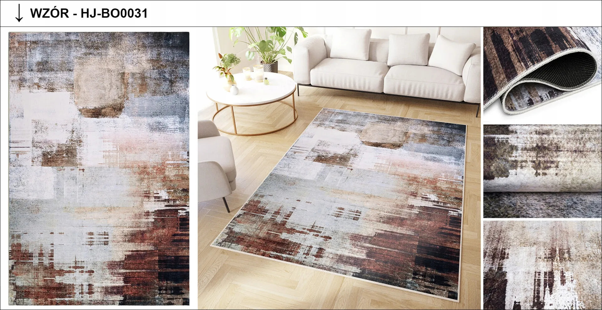 Kilimas DOVE 120x160 modernus, madingas, elegantiškas, neslystantis, spausdintas