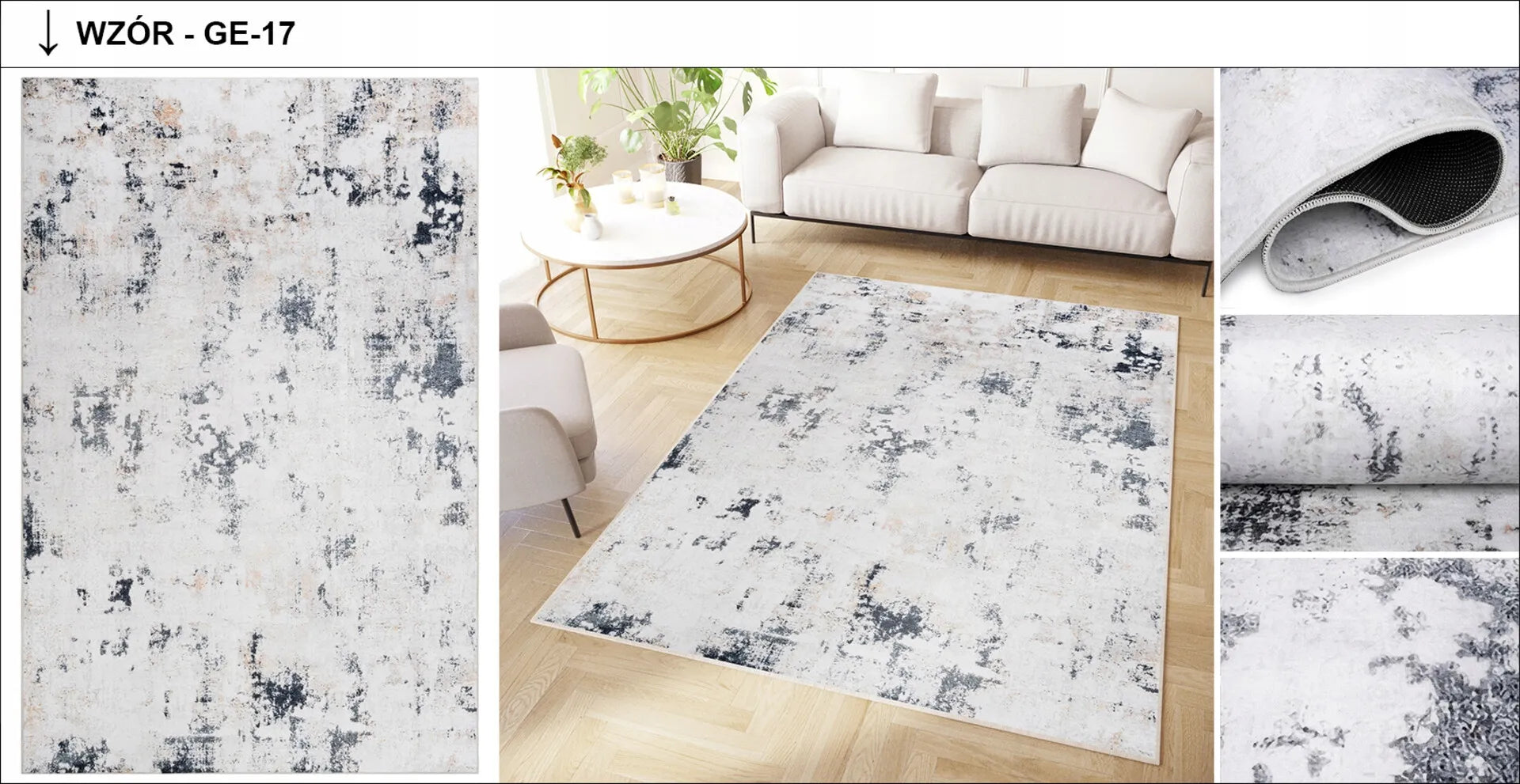 Kilimas DOVE 140x200 modernus madingas elegantiškas neslystantis margintas