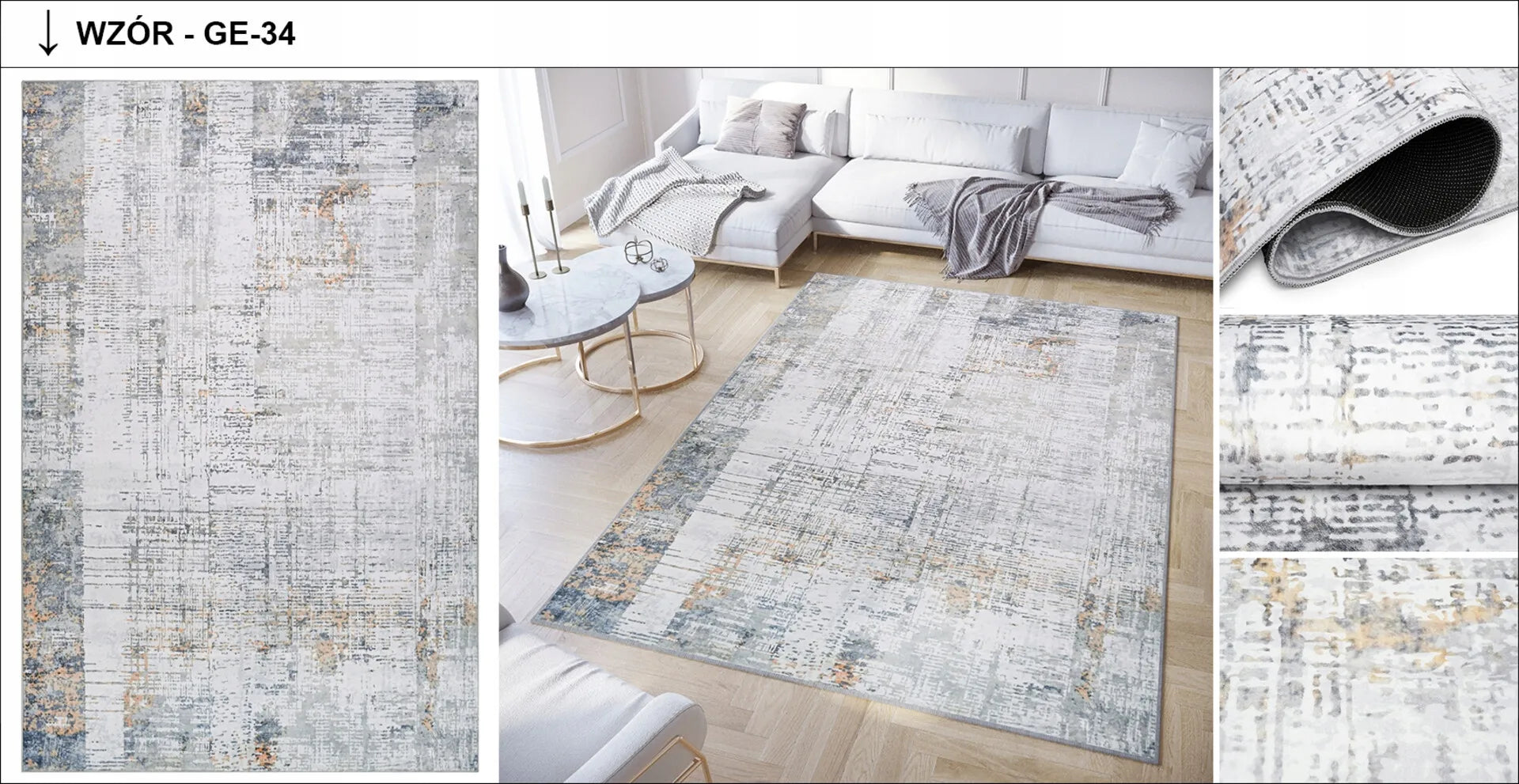 Kilimas DOVE 140x200 modernus madingas elegantiškas neslystantis margintas