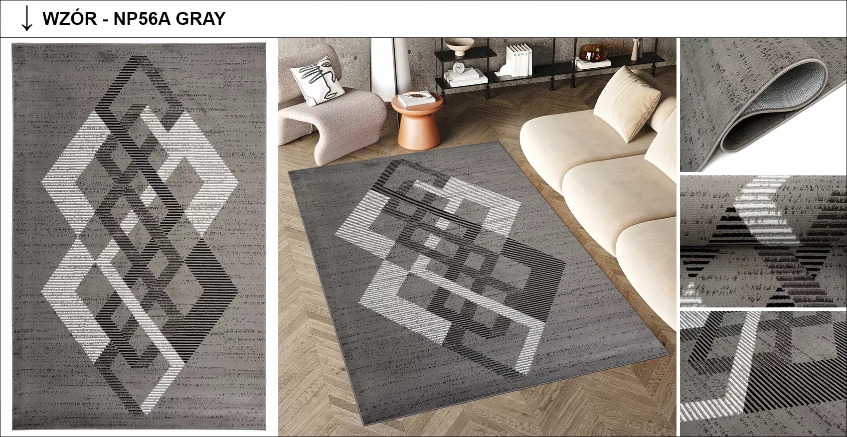 Kilimas LUXURY 140x200 BCF Minkštas Modernus Elegantiškas Madingas Įvairūs raštai