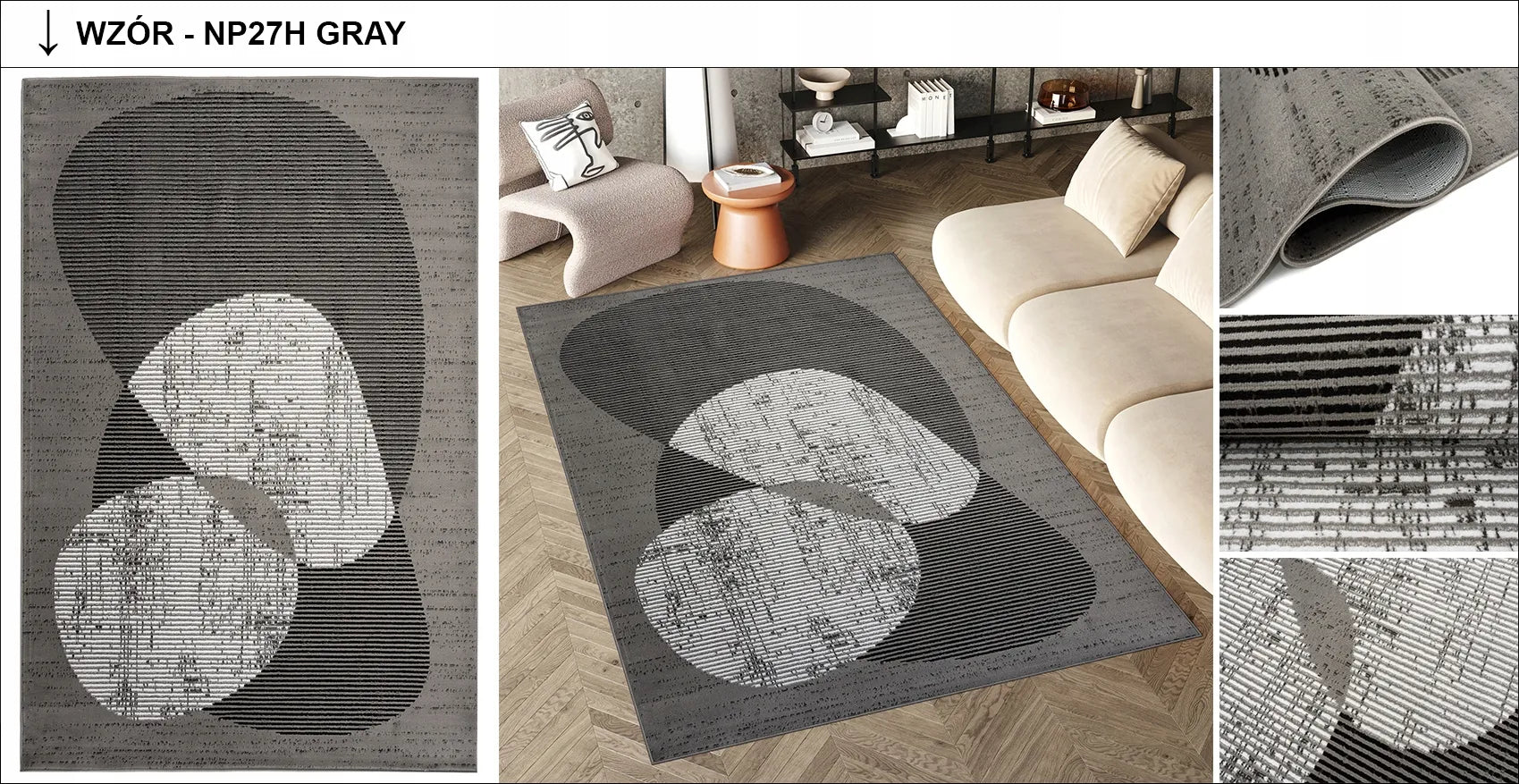 Kilimas LUXURY 80x150 BCF minkštas, modernus, elegantiškas, madingas, įvairių raštų