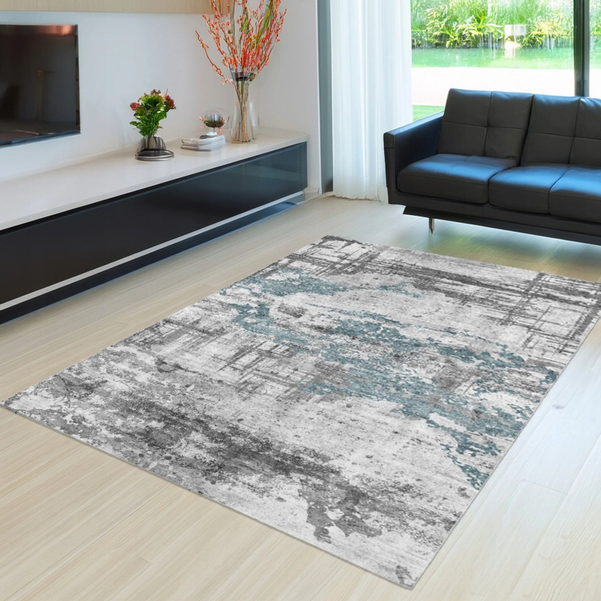 Kilimas svetainei ir miegamajam 120x170 pilkas modernus