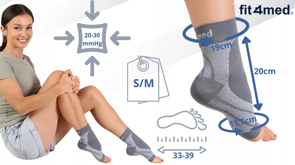 Kompresinės kojinės be pirštų nuo tinimo ir pėdų skausmo Fit4Med S/M ccl2