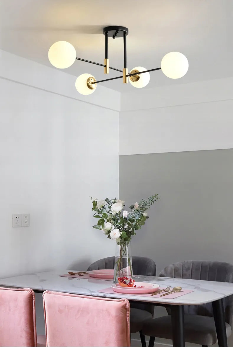 Krislamp DORADO pakabinamas lubinis šviestuvas su 4 gaubtais, juodos ir auksinės spalvos, E27