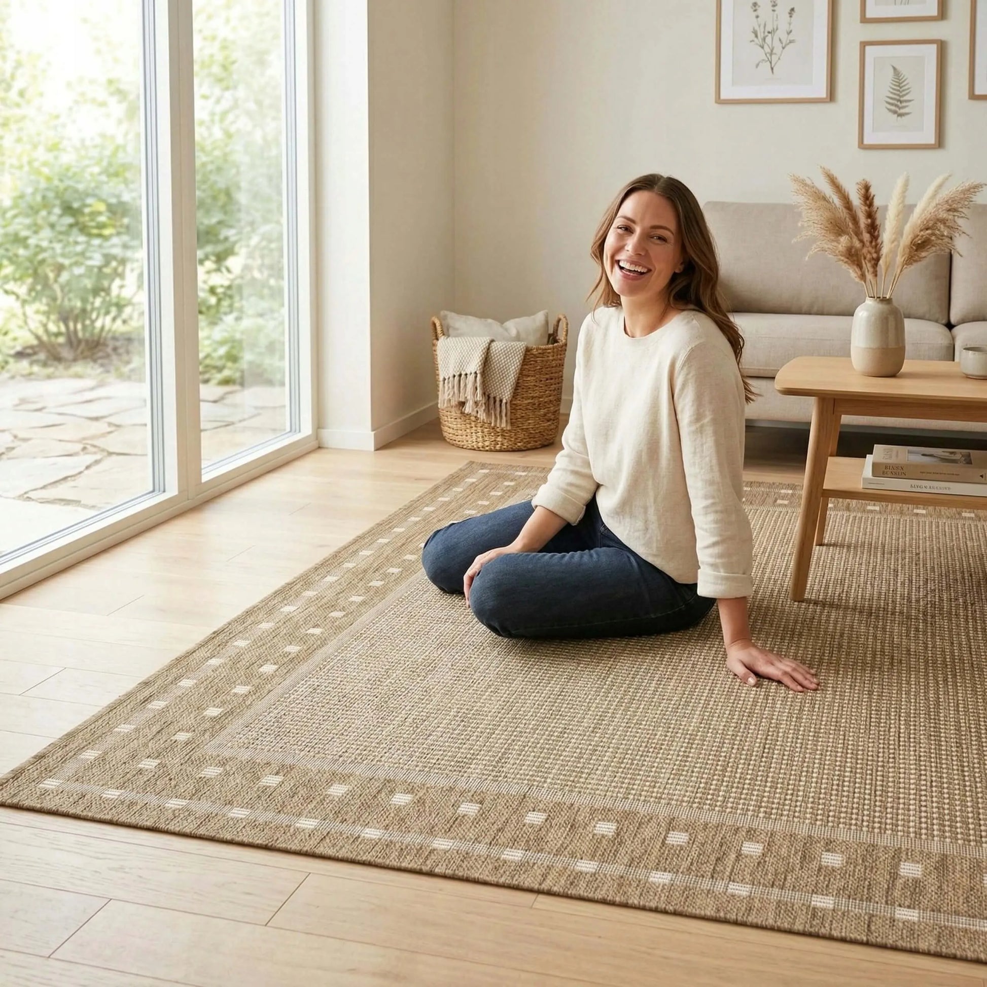 Lauko kilimas Eureka Home, 120x160 cm, vandeniui atsparus, bežinis, geometrinis raštas