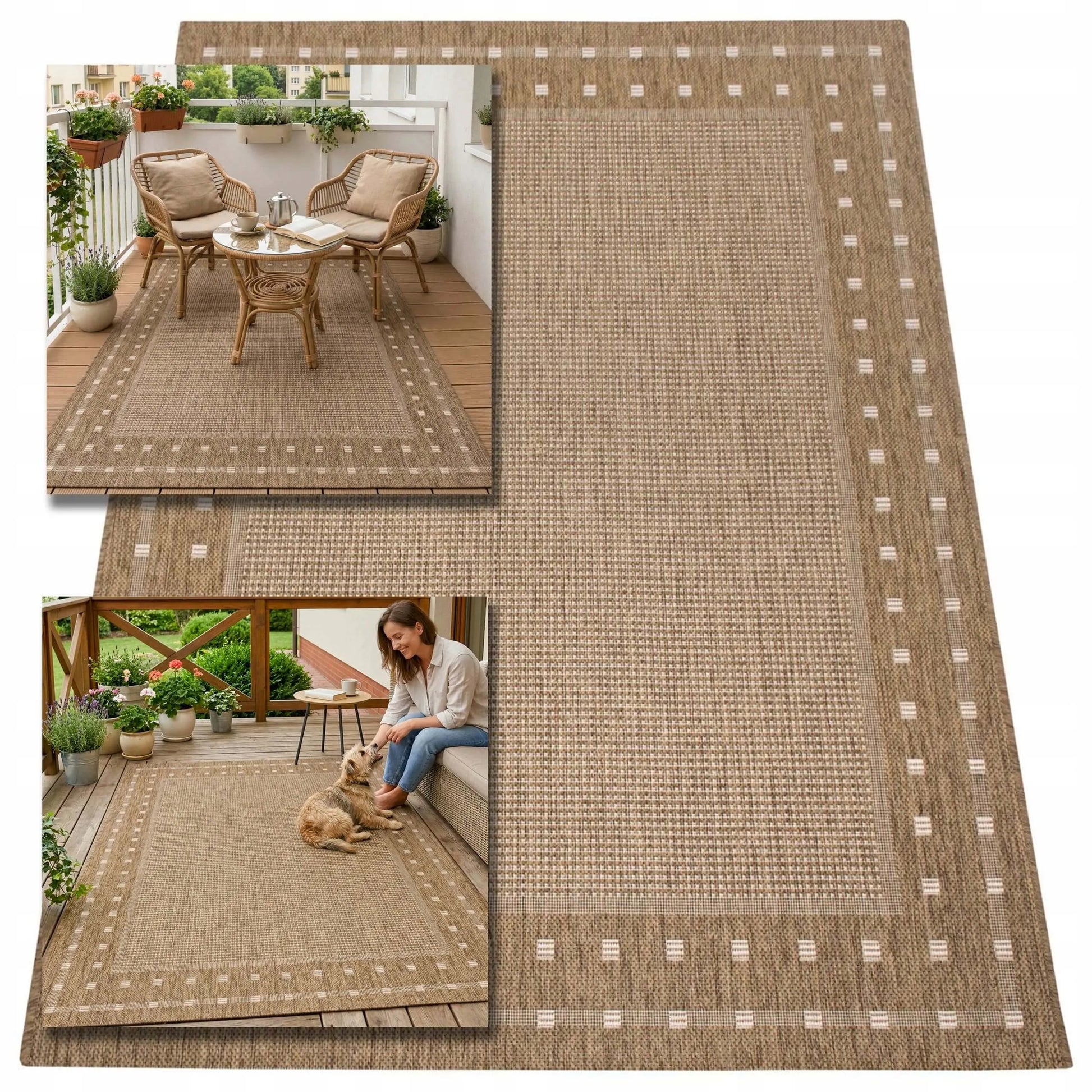 Lauko kilimas Eureka Home, 120x160 cm, vandeniui atsparus, bežinis, geometrinis raštas