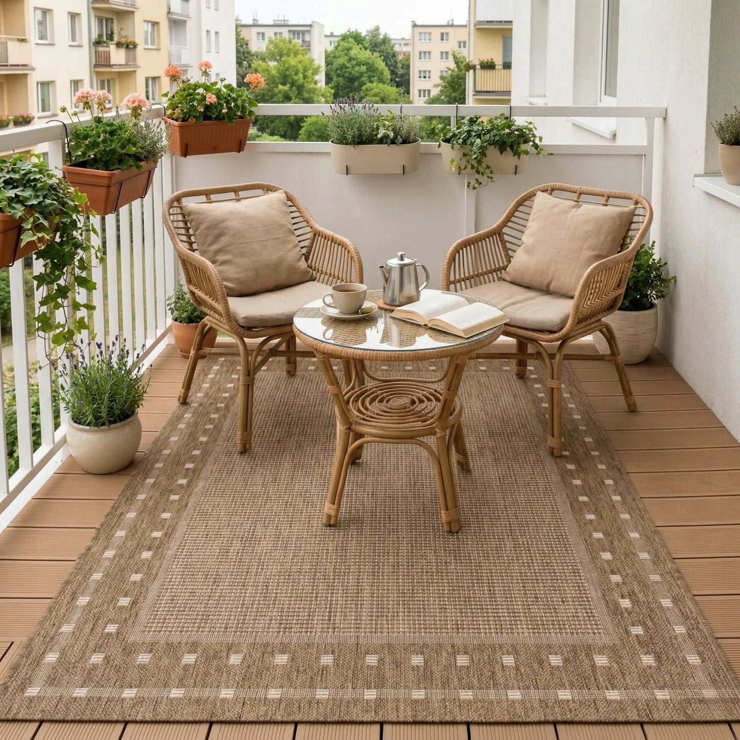Lauko kilimas Eureka Home, 120x160 cm, vandeniui atsparus, bežinis, geometrinis raštas