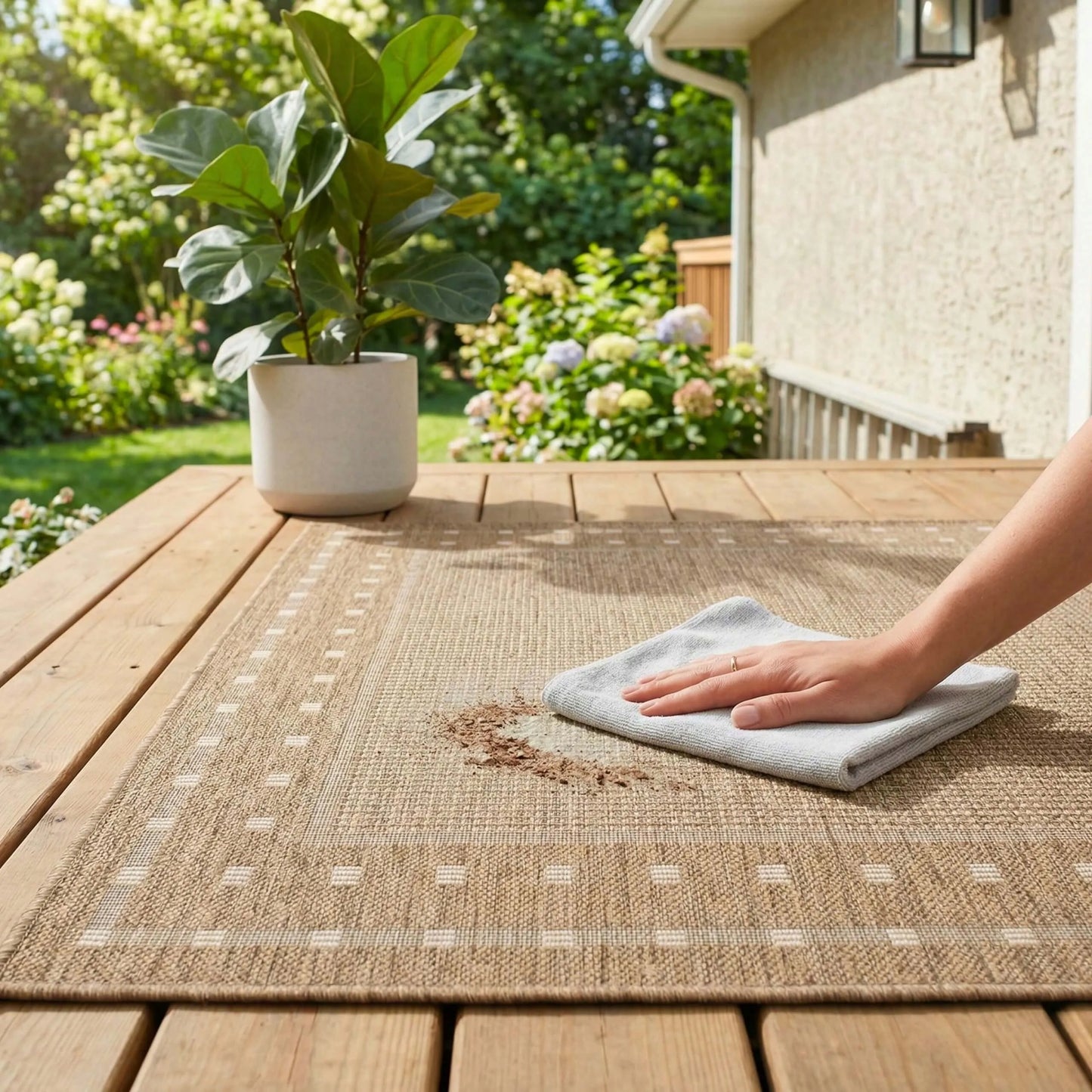 Lauko kilimas Eureka Home, 120x160 cm, vandeniui atsparus, bežinis, geometrinis raštas