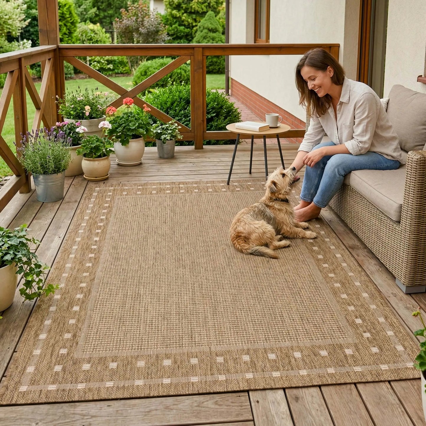 Lauko kilimas Eureka Home, 120x160 cm, vandeniui atsparus, bežinis, geometrinis raštas