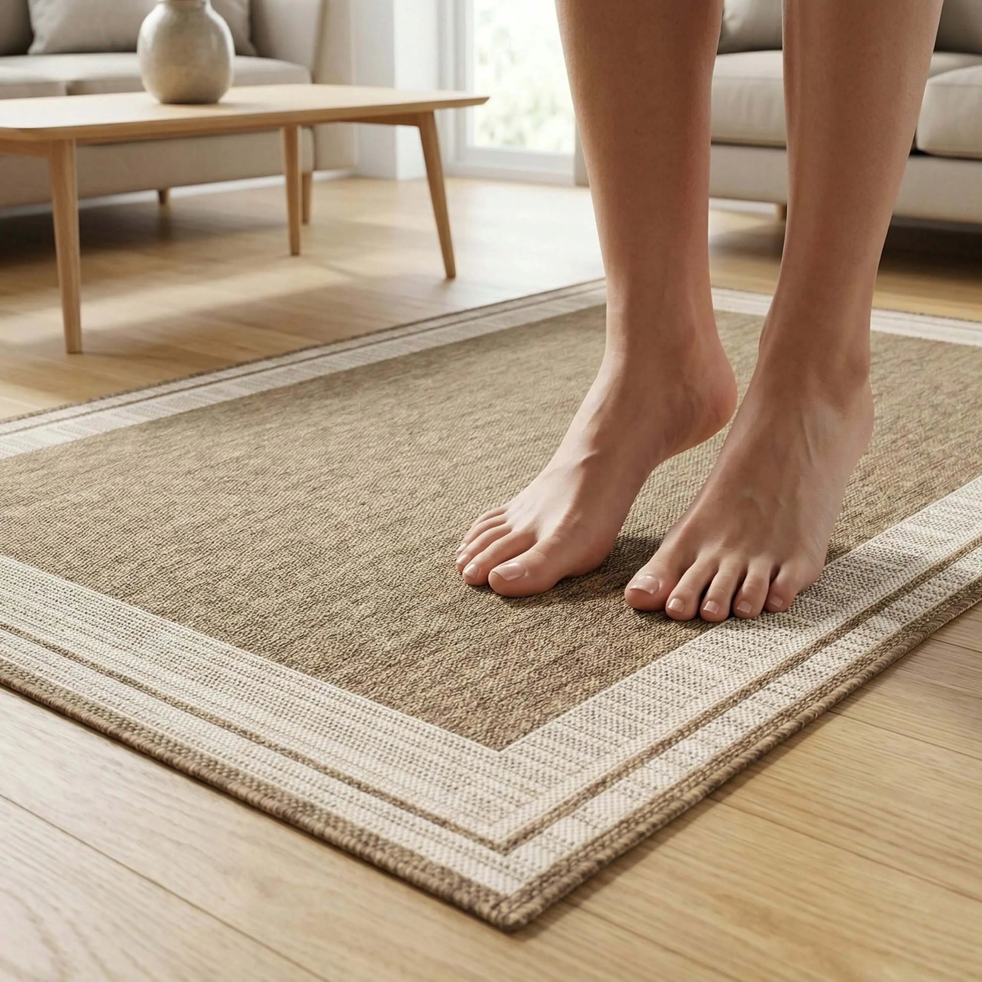 Lauko kilimas Eureka Home 200x290 cm, atsparus vandeniui, smėlio spalvos