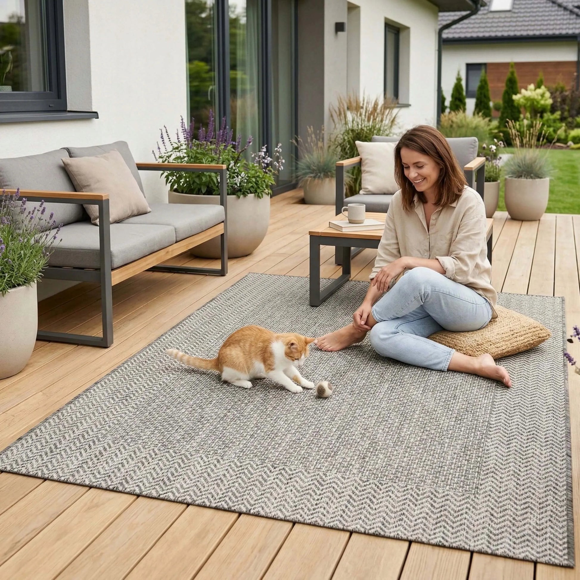 Lauko kilimas Eureka Home 60x100 cm, atsparus vandeniui, pilkas
