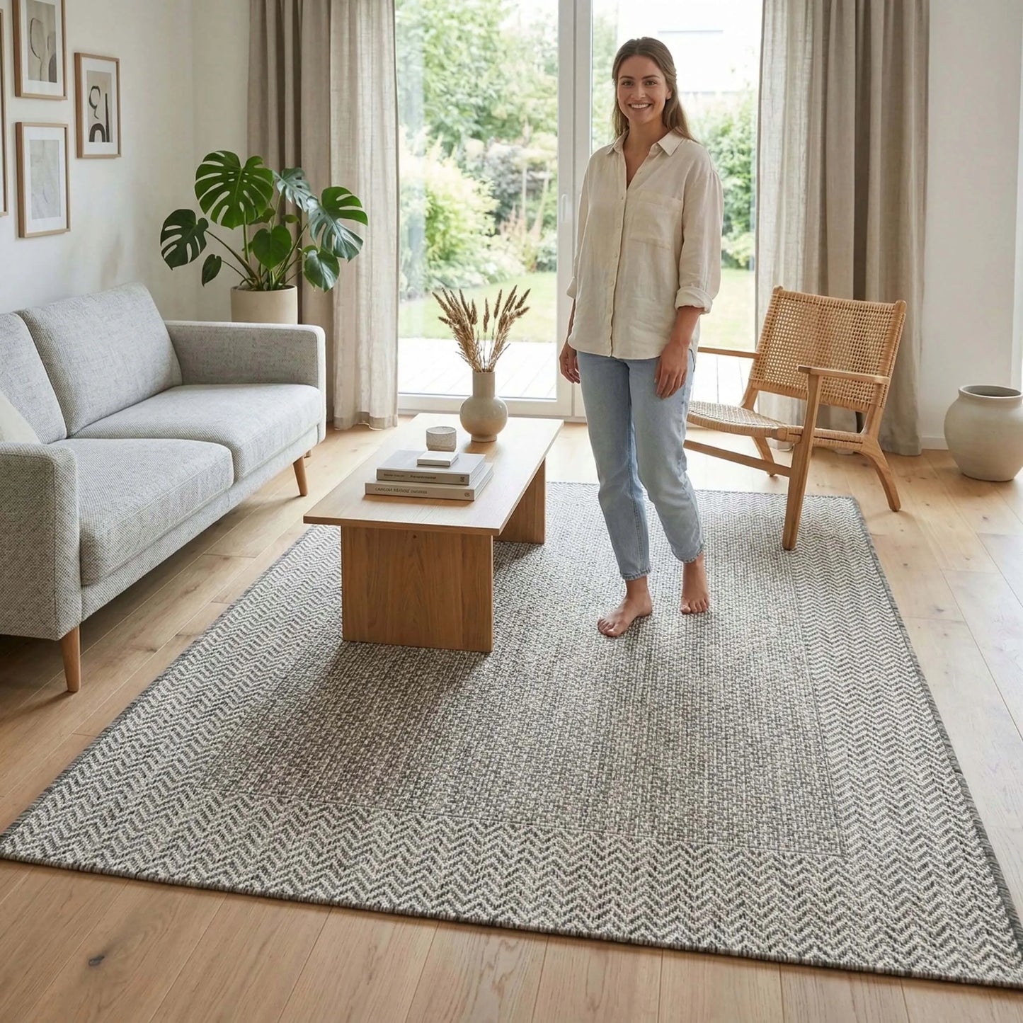 Lauko kilimas Eureka Home 60x100 cm, atsparus vandeniui, pilkas