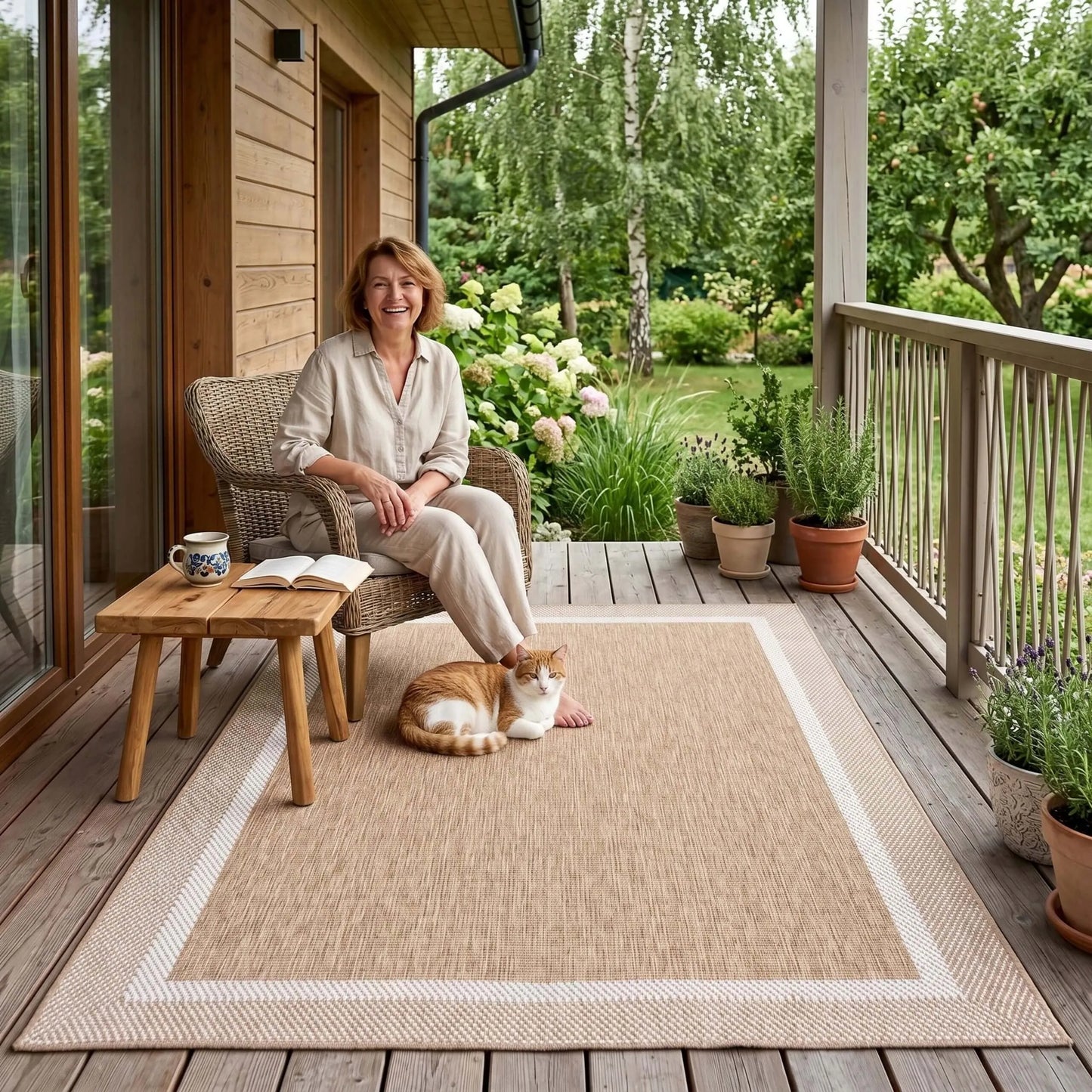 Lauko kilimas Eureka Home 60x110 cm, vandeniui atsparus, smėlio spalvos