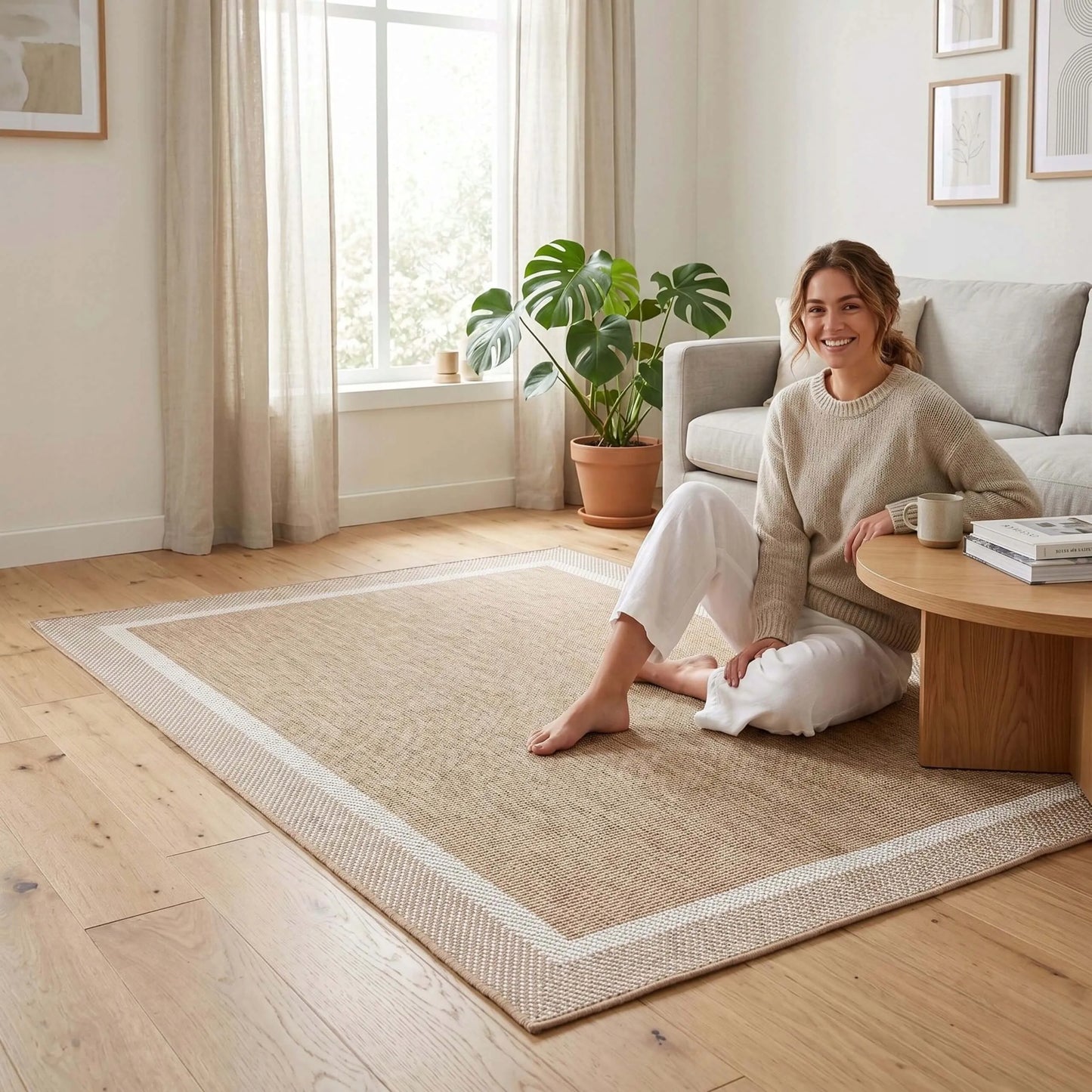 Lauko kilimas Eureka Home 60x110 cm, vandeniui atsparus, smėlio spalvos