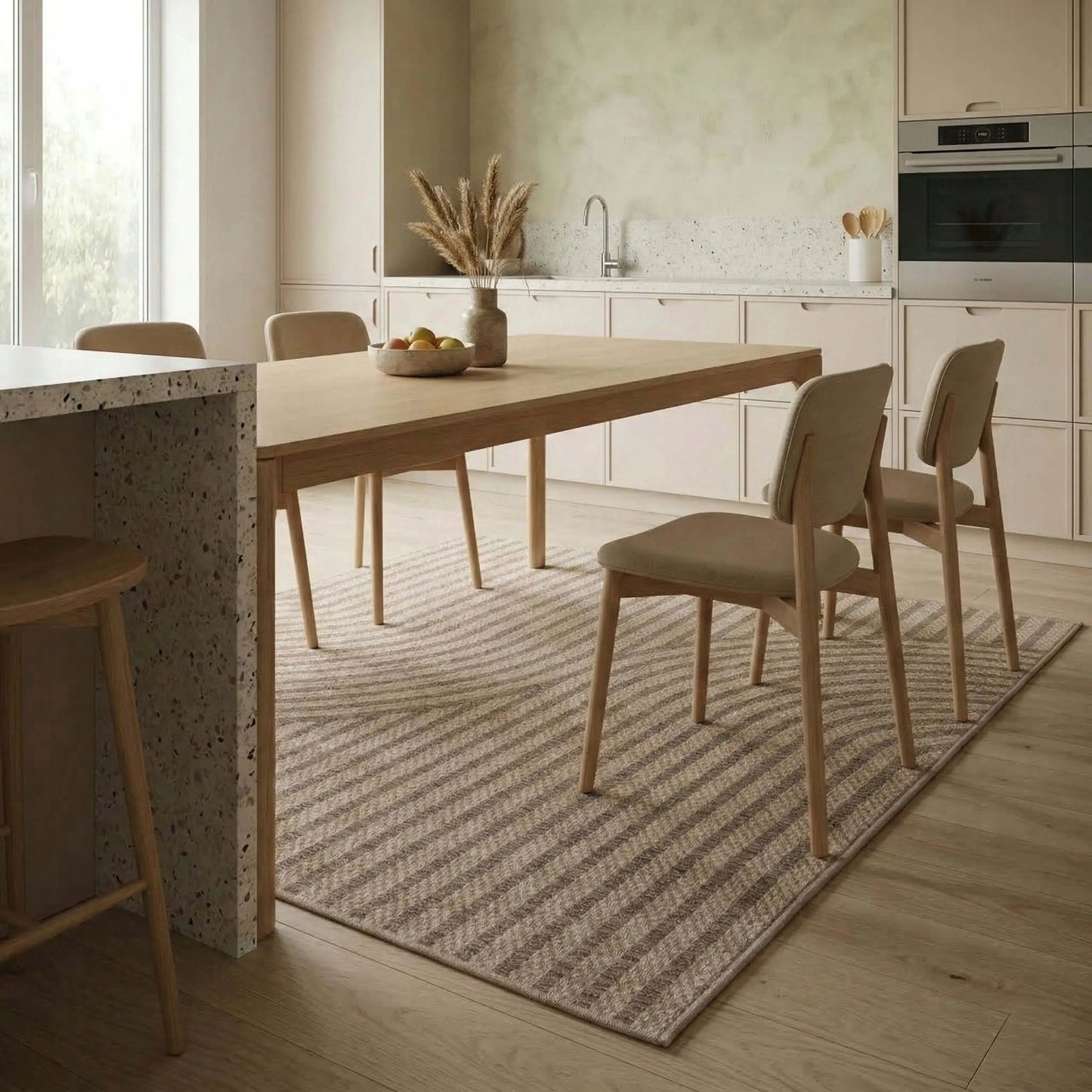Lauko kilimas terasai 60x100 vandeniui atsparus, geometrinis, smėlio spalvos