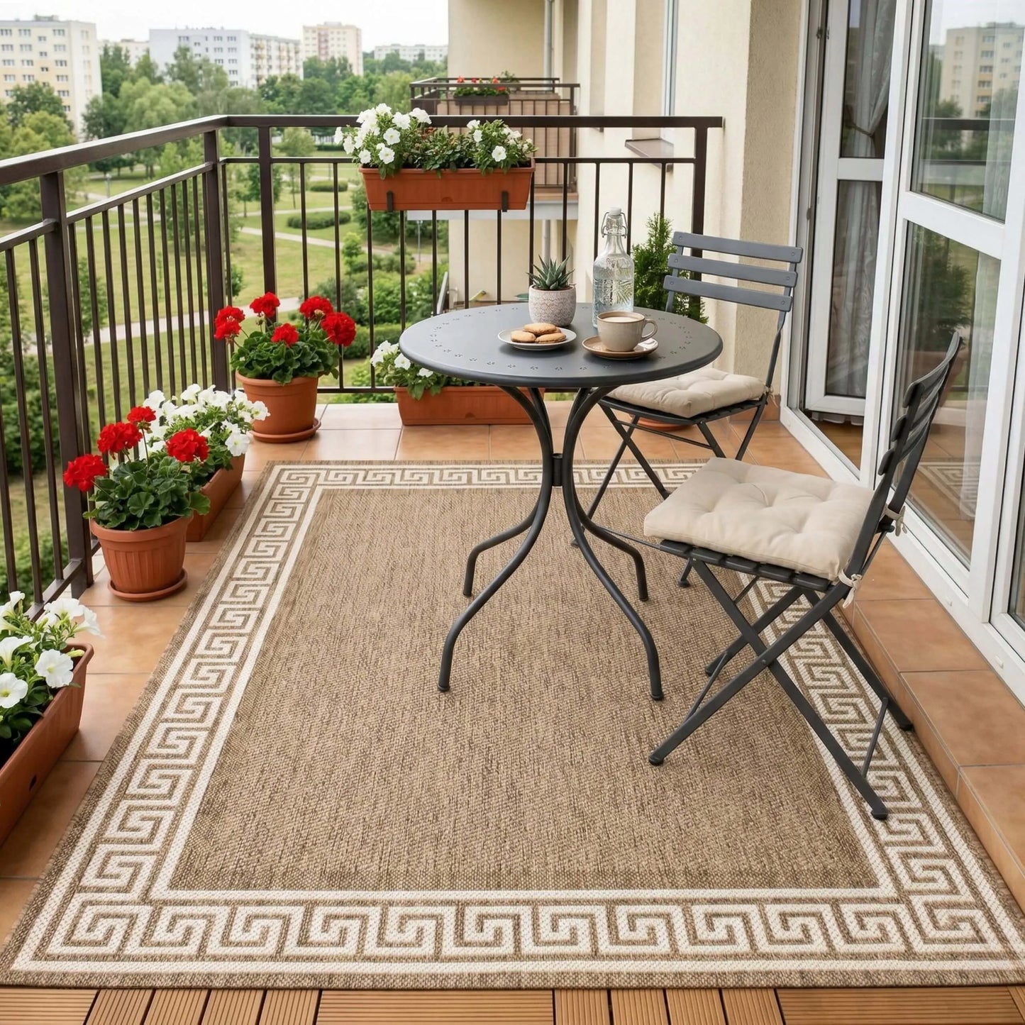 Lauko terasos kilimas 160x220, atsparus vandeniui, sodo kilimėlis balkonui