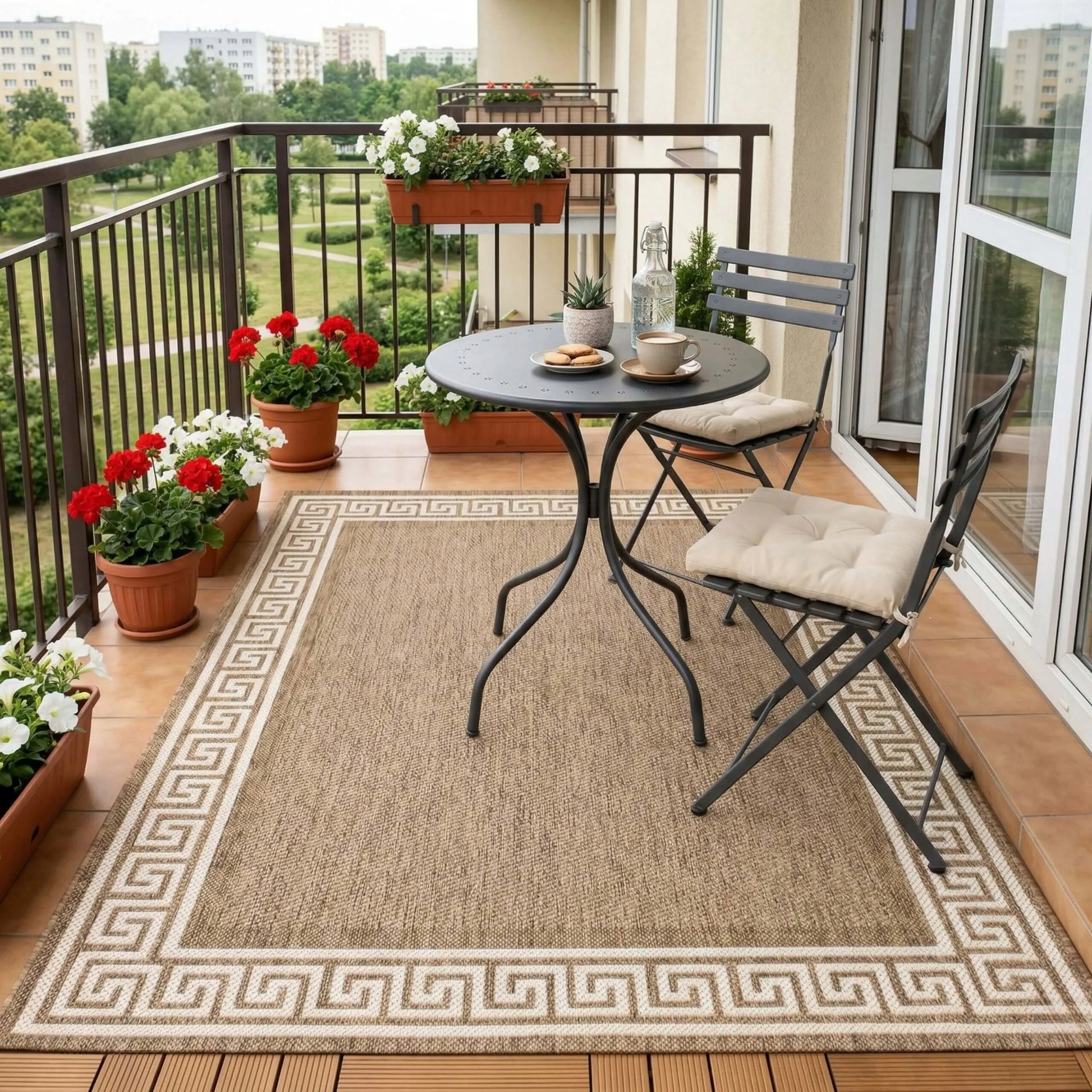 Lauko terasos kilimas 160x220, atsparus vandeniui, sodo kilimėlis balkonui