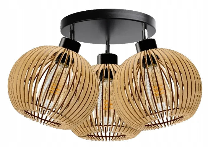 LED-ONE „Loft Drewno“ lubinis šviestuvas su reguliuojamu gaubtu, 3 × E27