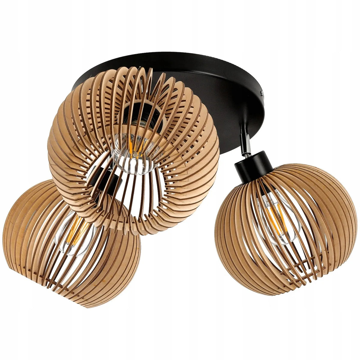 LED-ONE „Loft Drewno“ lubinis šviestuvas su reguliuojamu gaubtu, 3 × E27