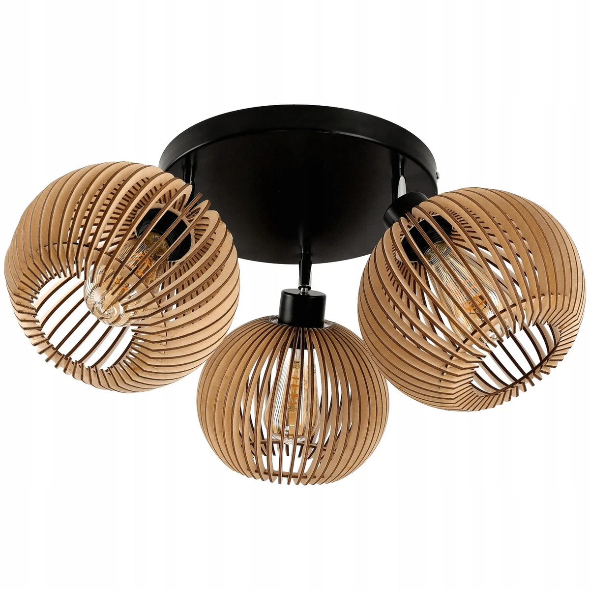 LED-ONE „Loft Drewno“ lubinis šviestuvas su reguliuojamu gaubtu, 3 × E27