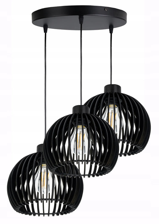 LED-ONE pakabinamas lubinis šviestuvas „Drewno LOFT“, 36 šakelių gaubtas, 3 x E27