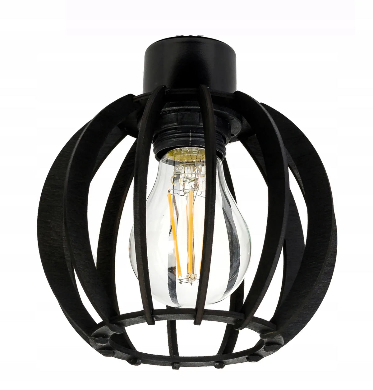 LED-ONE pakabinamas lubinis šviestuvas, juodas LOFT, juodo medžio gaubtai, 3 × E27