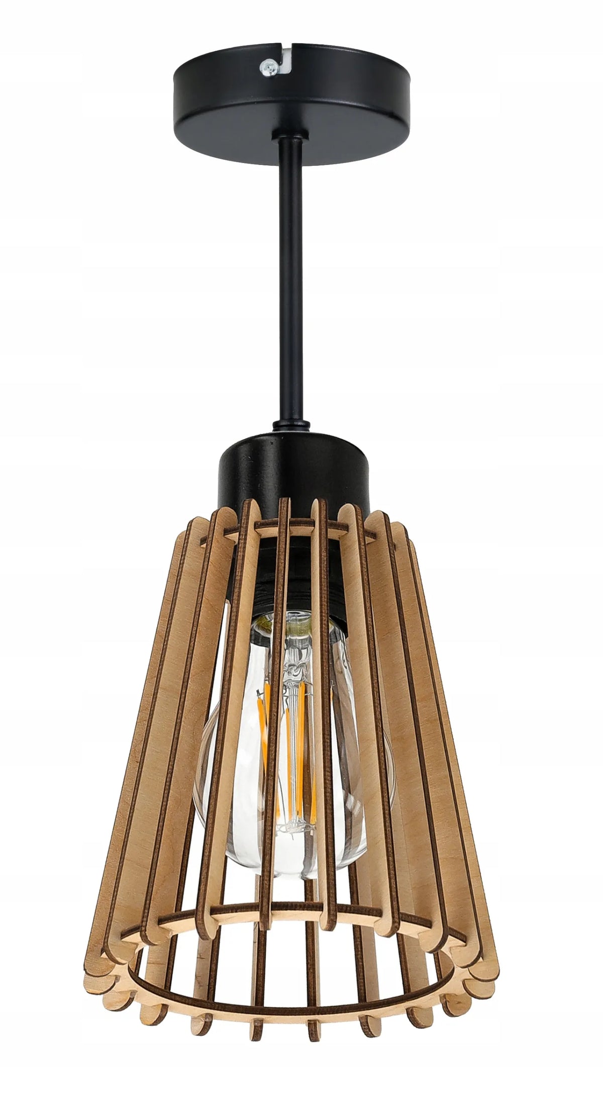 LED-ONE pakabinamas lubų šviestuvas su mediniu gaubtu, 1 šviesos šaltinis