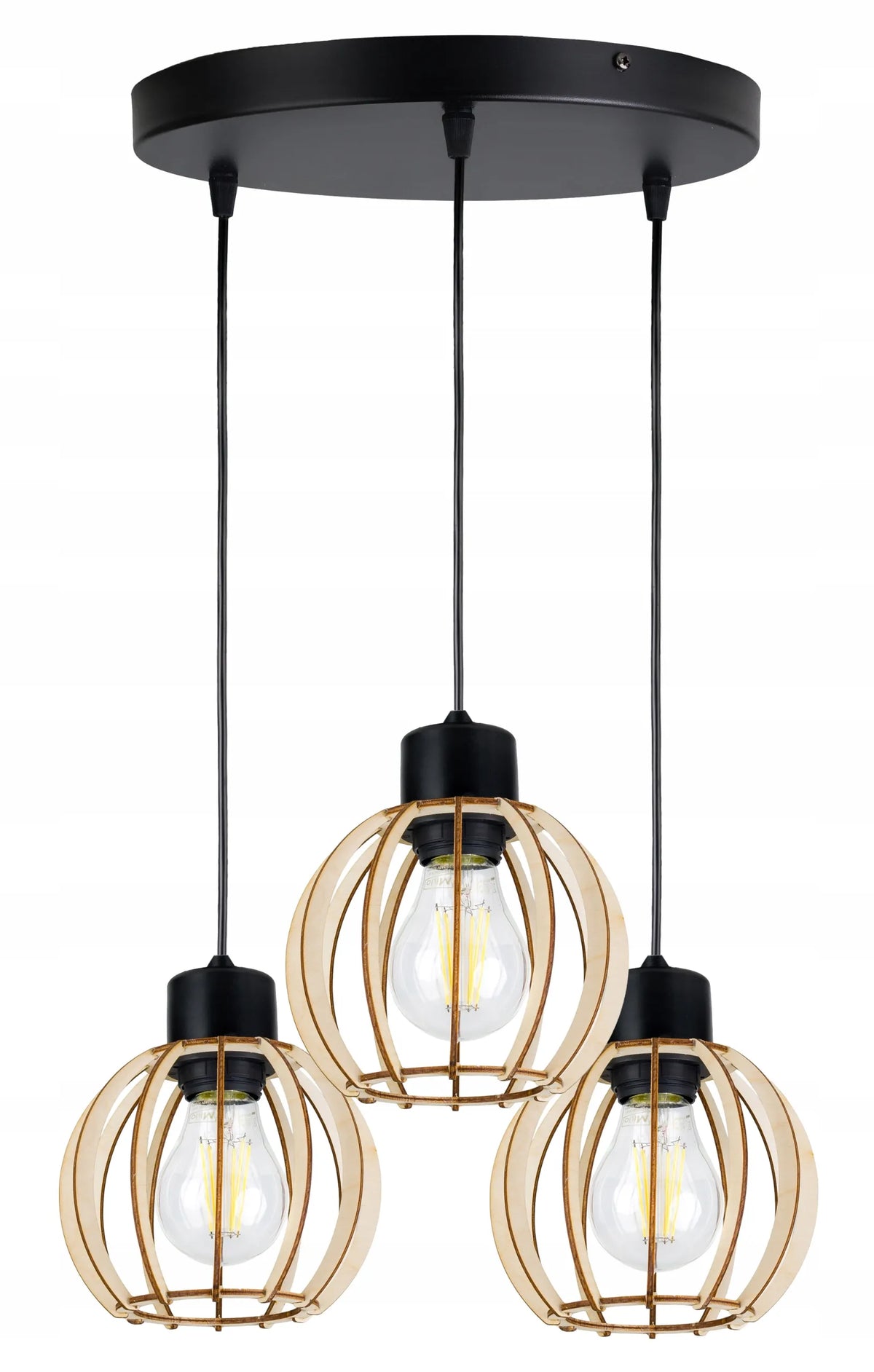 LED-ONE pakabinamas šviestuvas, lubinis šviestuvas, LOFT mediena, 3 šviesos šaltiniai